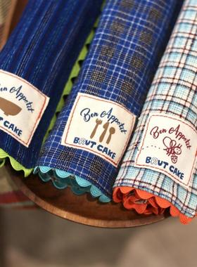 Brut Cake 古布波纹餐垫棉日式长方形两件装创意厨房礼物波浪格子