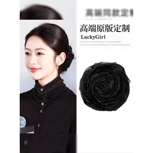 向涵之同款黑金干枯玫瑰抓夹新中式气质高级感秋冬新款复古头饰女
