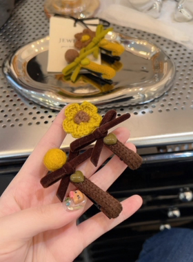 花朵毛球蝴蝶结发夹女前额刘海夹子头饰2025新款高端侧边夹发卡秋