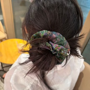 莫奈油画风紫花田大肠发圈发绳发饰头绳头花马尾皮筋文艺艺术复古