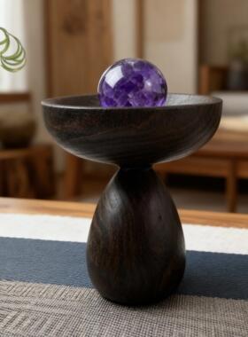 中古风实木水晶球底托展示架专用底座民宿房间卧室内玄关装饰摆件