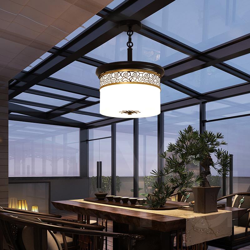 阳光房吊灯阳台新中式户外门口防蚊虫别墅走廊入户室外感应吸顶灯