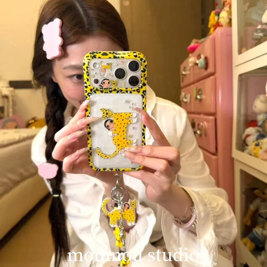 雨柠古早黄色豹纹豹子小玉适用于iPhone17promax手机壳苹果16pro女15卡通日韩INS可爱个性创意14防摔保护套
