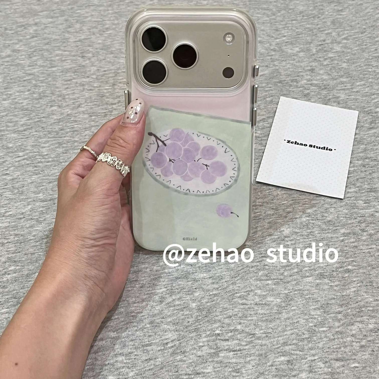 雨柠磨砂简约葡萄果盘适用于苹果17promax手机壳iphone16pro新款15小清新日韩INS卡通14防摔保护套