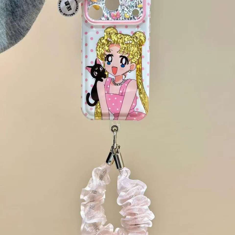 雨柠日系动漫波点粉裙子美少女适用苹果17promax手机壳iPhone16新款15卡通日韩INS个性创意14防摔保护套
