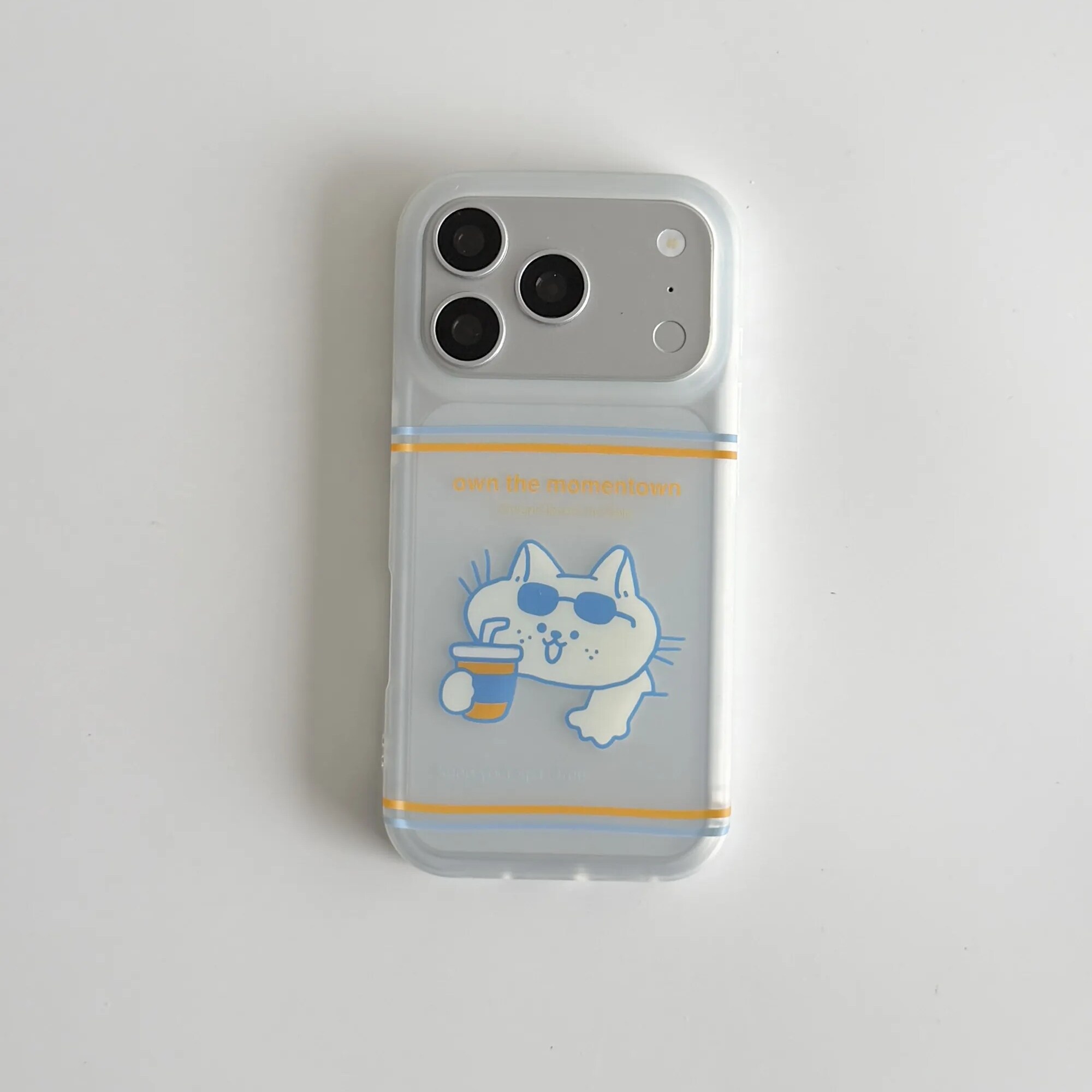 雨柠卡通磨砂半透喝饮料猫咪iPhone17promax新款苹果16手机壳15可爱日韩INS个性创意14防摔保护套