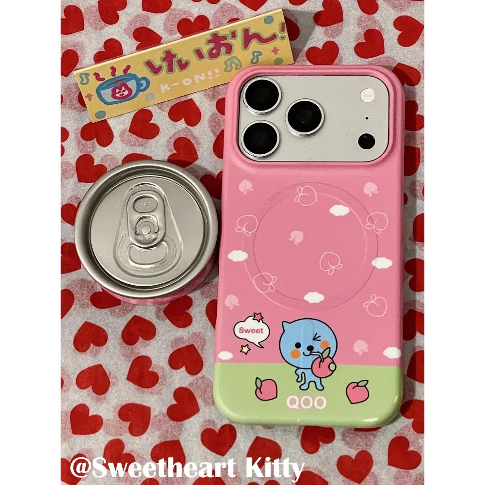 雨柠磁吸菲林桃子酷儿易拉罐支架适用iphone17promax新款苹果16手机壳15卡通日韩ins可爱14防摔保护套