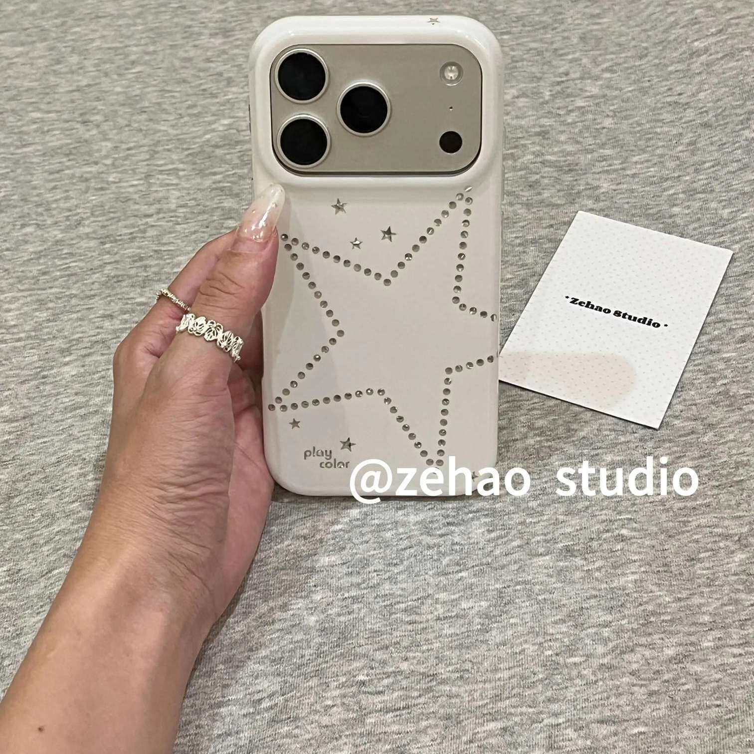 雨柠简约奶白闪钻五角星适用于苹果17promax手机壳iphone16pro新款15卡通日韩ins个性创意14防摔保护套