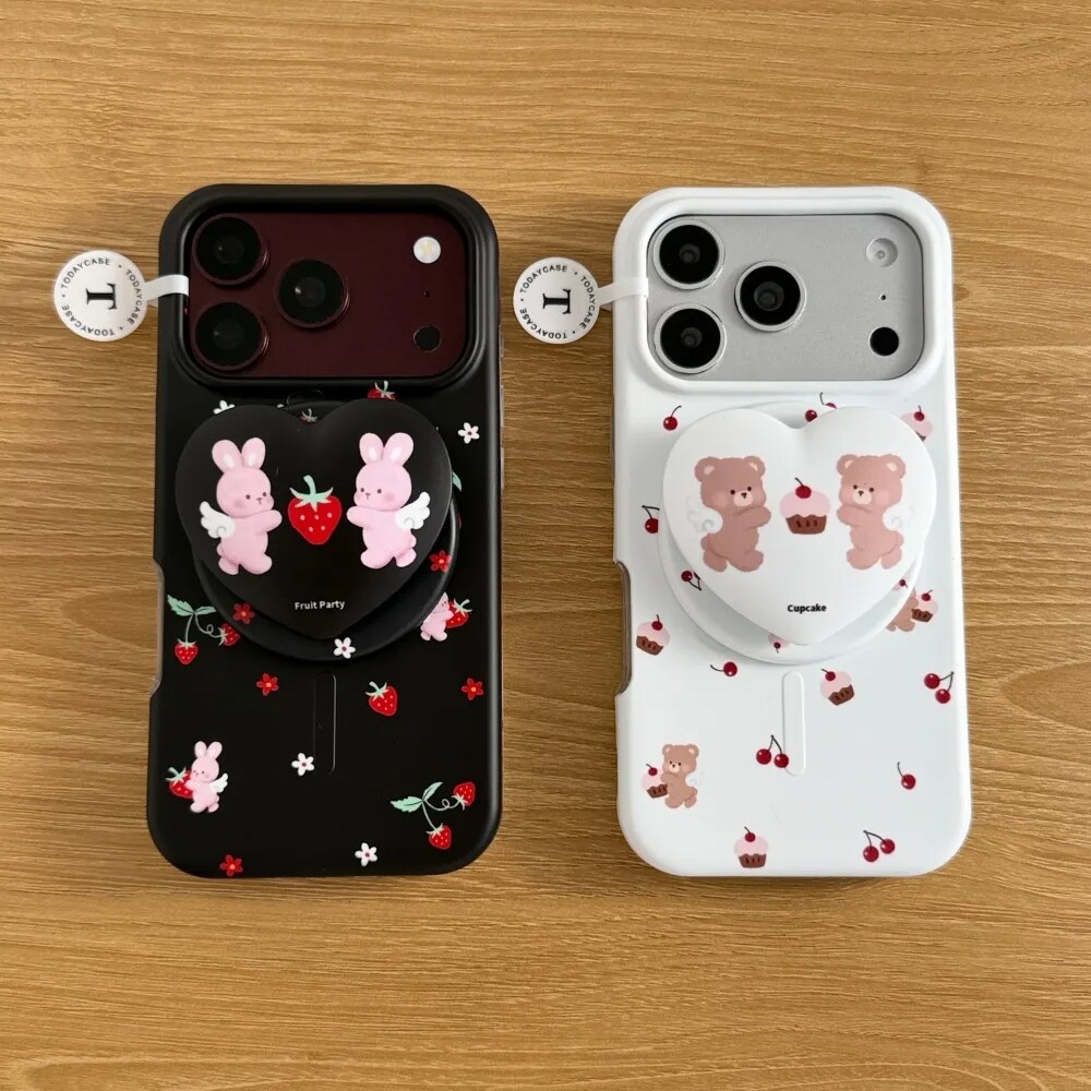 雨柠韩系草莓兔樱桃熊适用苹果18pm磁吸iPhone17菲林二合一手机壳16日韩小清新卡通可爱15防摔保护套
