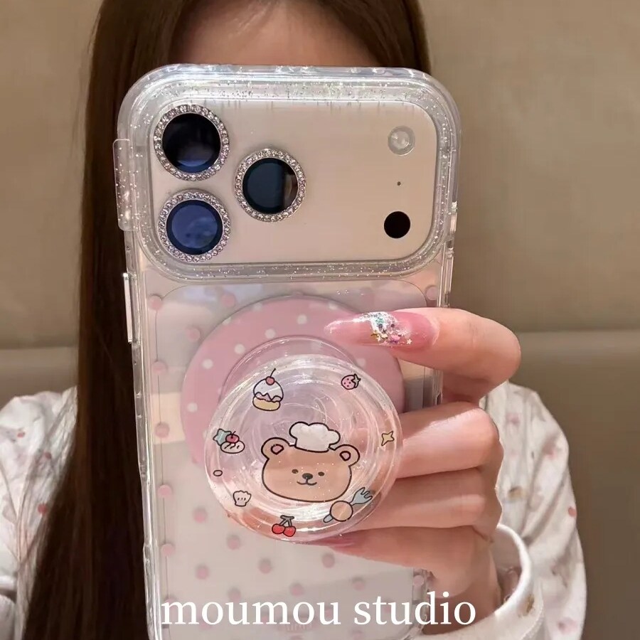 雨柠少女心透明粉波点磁吸适用于苹果17promax手机壳iPhone16新款15卡通日韩ins可爱14防摔保护套