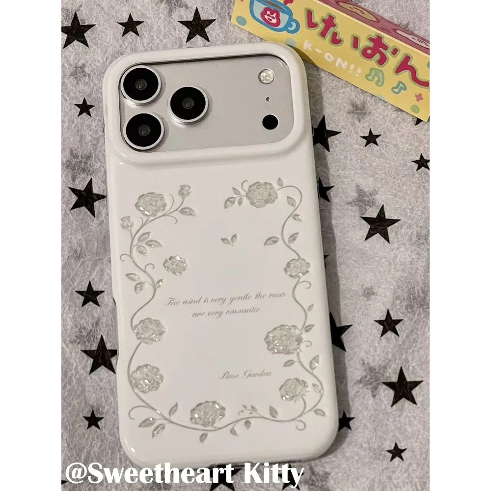 雨柠ins古早镭射闪钻藤蔓银玫瑰适用iphone17promax苹果16手机壳15小清新日韩个性创意14防摔保护套