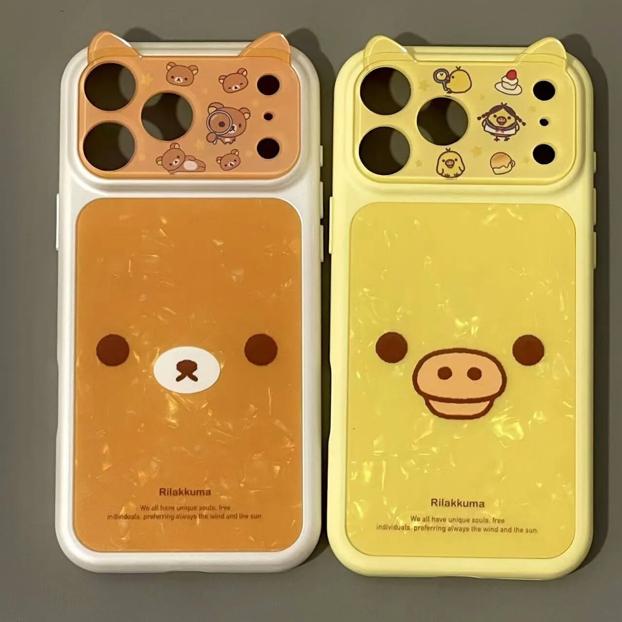 雨柠立体猫耳镜头轻松熊鼻孔鸡适用iPhone17Promax新款苹果16手机壳15卡通日韩INS可爱14防摔保护套