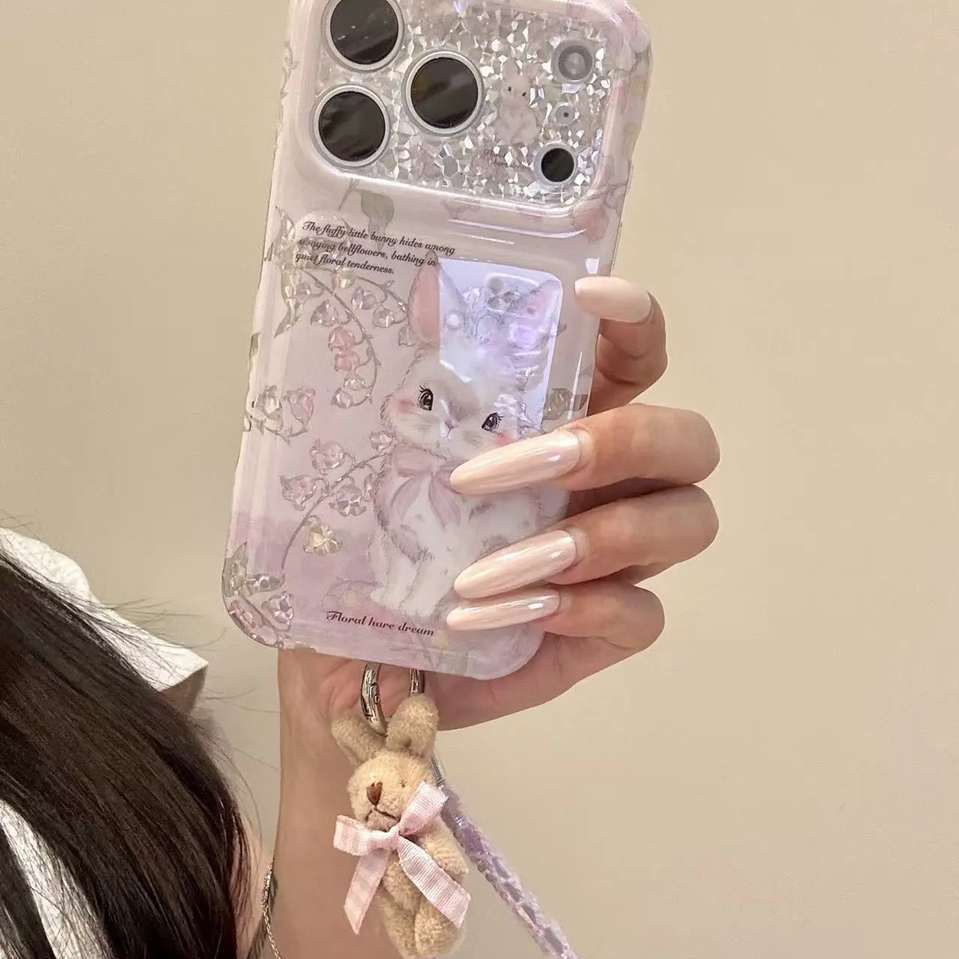 雨柠适用于iphone17promax手机壳少女系淡紫底15风铃花粉蝴蝶结兔子16卡通日韩小清新18防摔保护套