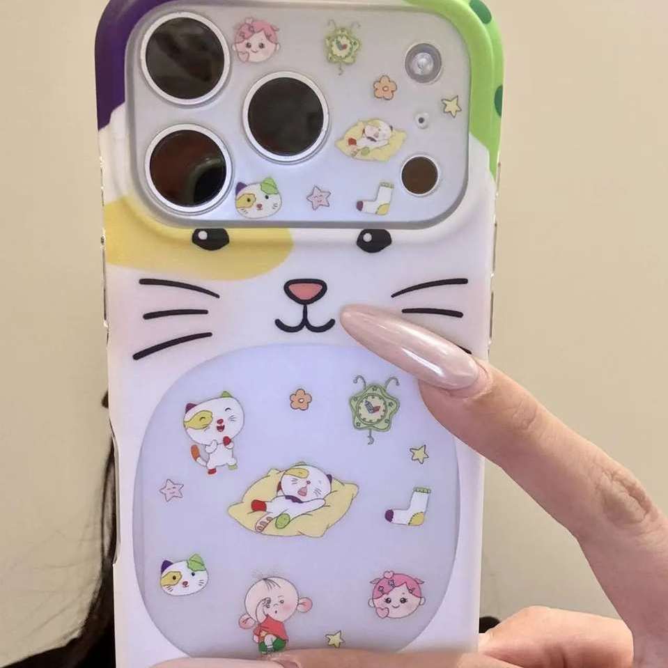 雨柠适用于iphone17promax手机壳童趣16pm镂空图图袜子时钟小怪表情15卡通日韩INS个性创意可爱14防摔保护套