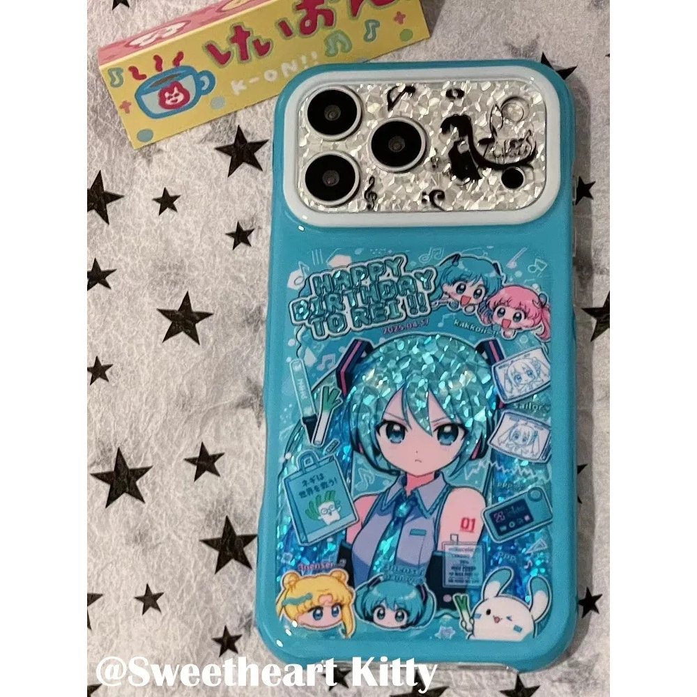 雨柠ins古早蓝色镭射初音未来适用iphone17promax苹果16手机壳15可爱卡通日韩个性创意14防摔保护套