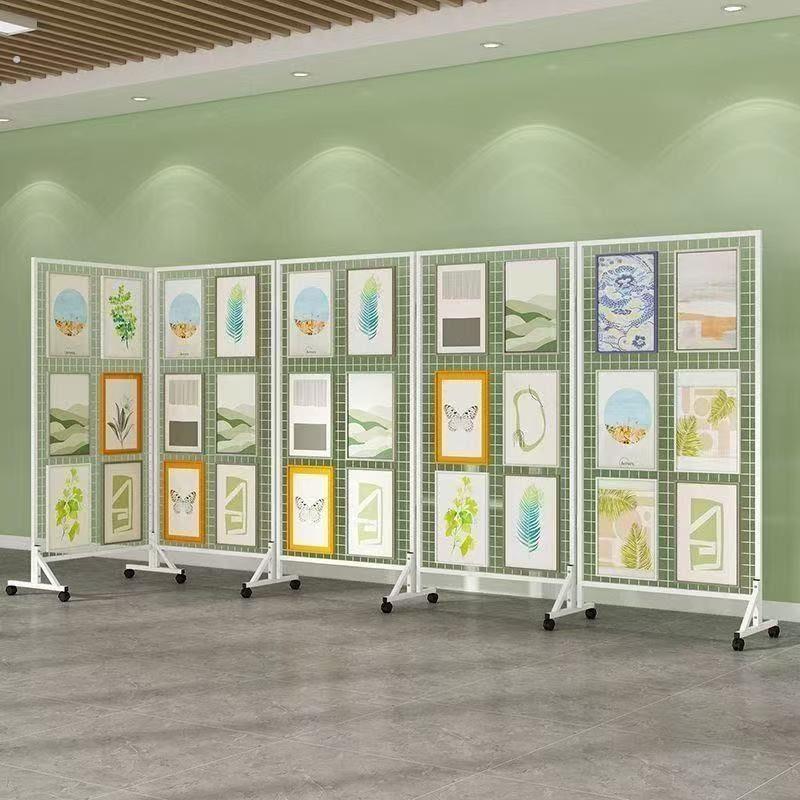 立式工业风作品屏风隔断置物收纳展示架 绘画作品展示架移动折叠