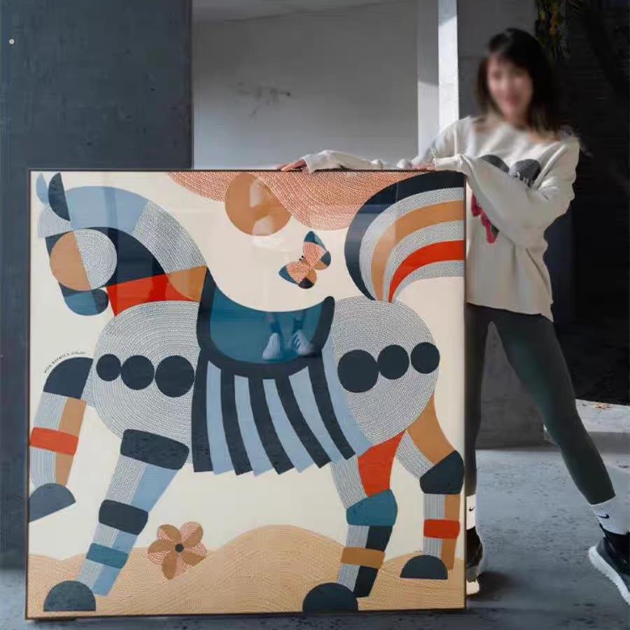 小马跳跃新款客厅装饰画动物小众艺术餐厅挂画卧室走廊背景墙壁画