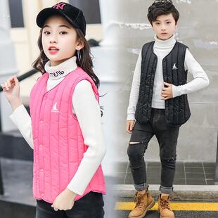大童马甲女童12-15岁 加绒加厚羽绒棉保暖背心男女童贴身内胆坎肩