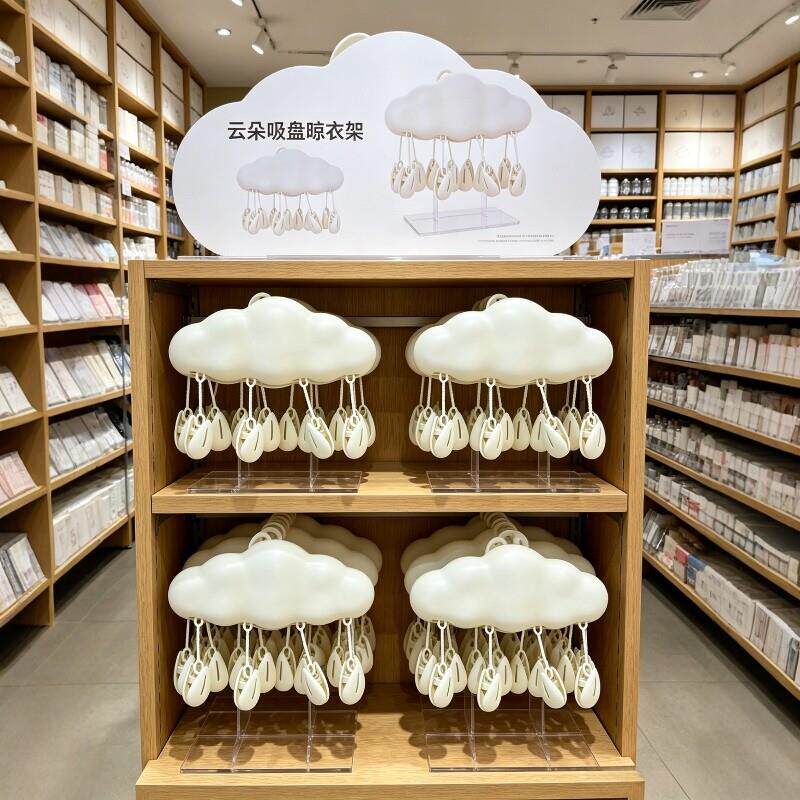 云朵袜子晾晒架多夹子阳台防风吸盘壁挂式晾衣架家用内衣夹收纳夹