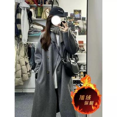 2025秋冬新款韩版小个子加绒呢子大衣加厚宽松中长款女款外套ins