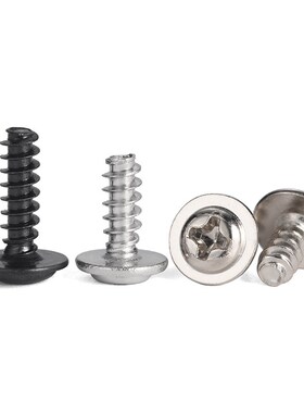 NZ镀镍发黑304不锈钢十字圆头带垫平尾自攻PWB螺丝钉M1.7M2.6M3M4