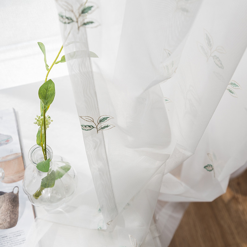 美式纱帘阳台纱白色网纱窗帘窗纱叶子树叶小清新客厅卧室飘窗布料,居家布艺,定制窗帘,淘宝优惠券,粉丝福利购,淘宝优惠卷