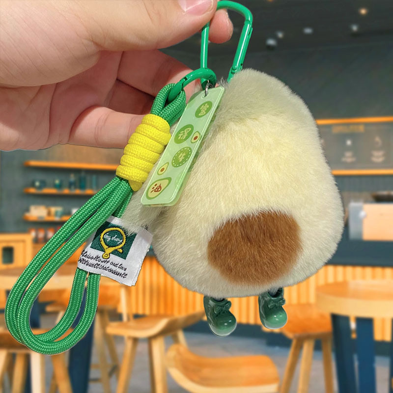 仿真獭兔毛牛油果挂饰娃娃玩偶毛钥匙扣
