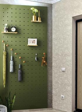 木目iwood 定制玄关绿色木质洞洞板 入户墙面置物架墙板挂板