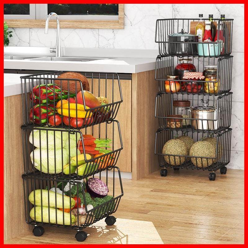 厨房置物架落地多层蔬菜水果零食架收纳菜筐多功能推车式蔬菜架子,厨房/烹饪用具,厨房置物架/置物柜/角架,淘宝优惠券,粉丝福利购,淘宝优惠卷