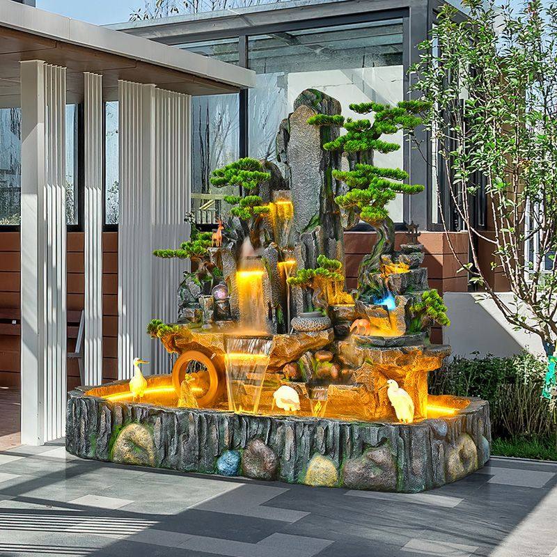 大型假山流水喷泉循环水池养鱼公司酒店庭院室内外造景风水轮摆件,家居饰品,流水摆件,淘宝优惠券,粉丝福利购,淘宝优惠卷