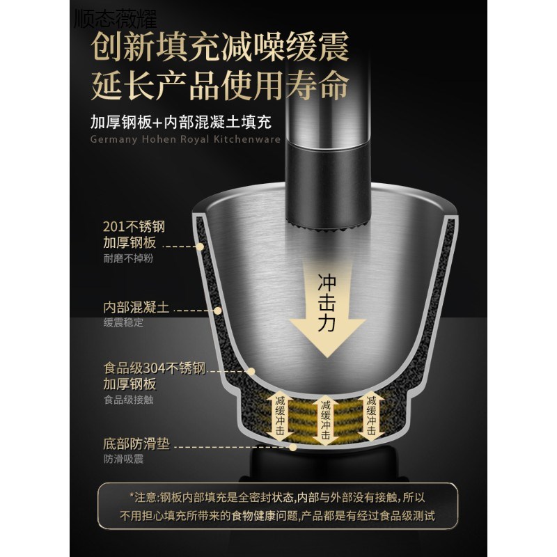 304不锈钢蒜臼子家用手动研磨器擂钵捣药盅捣蒜器石臼研钵捣碎罐