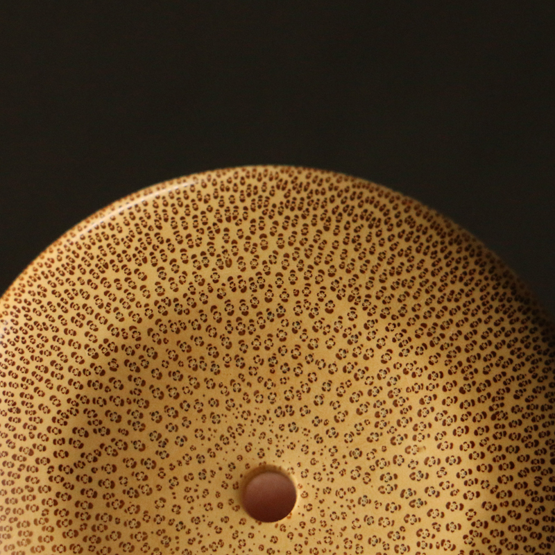 精品纯手工精磨天然十几年老龙血金丝竹平安扣满鱼子纹玉竹挂坠件