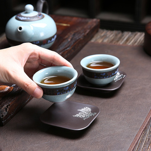 家用黑檀木组合套装 电木茶杯垫工夫茶道茶具隔热垫子杯托日式 配件
