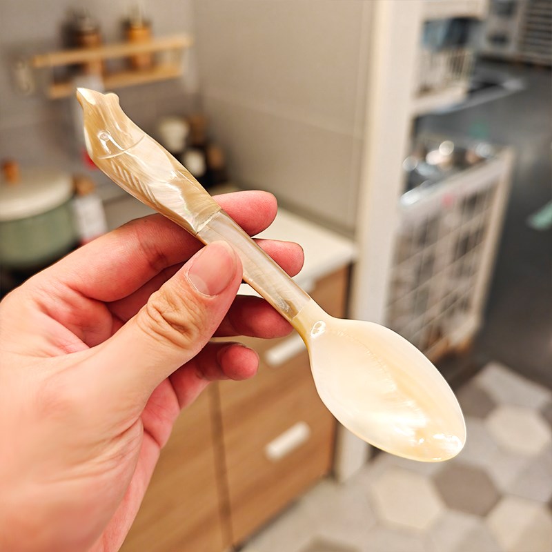 自家用手工贝壳母贝勺创意复古叉勺咖啡调羹搅拌勺甜品叉吃饭勺子