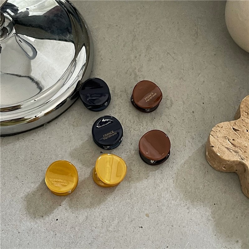 可爱咖橘色圆形迷你侧边刘海小抓夹 质感亚克力小发夹发抓新款