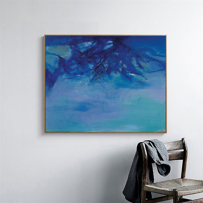 赵无极 抽象艺术装饰画小众民宿挂画设计工作室客厅墙面蓝色壁画