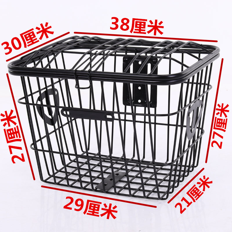 加粗电动车车筐加大前后用自行车车篓加大带盖车篓菜篮子电动车篮