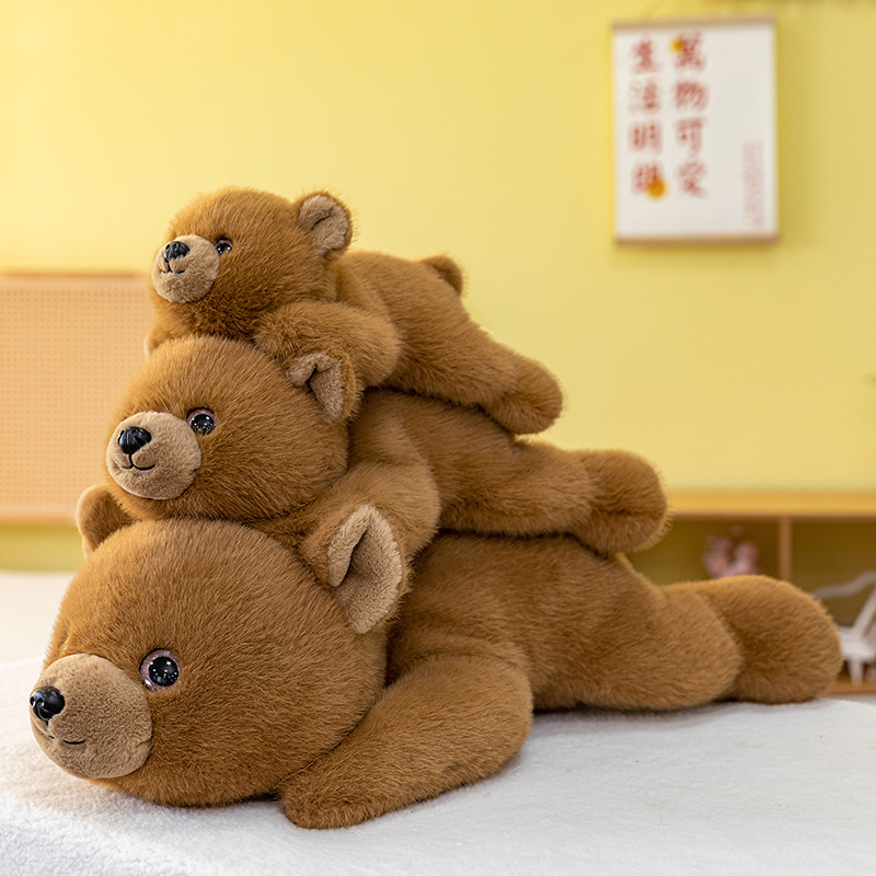 新款三只小熊玩偶睡觉抱枕棕熊卡通毛绒玩偶公仔书桌治愈桌伴