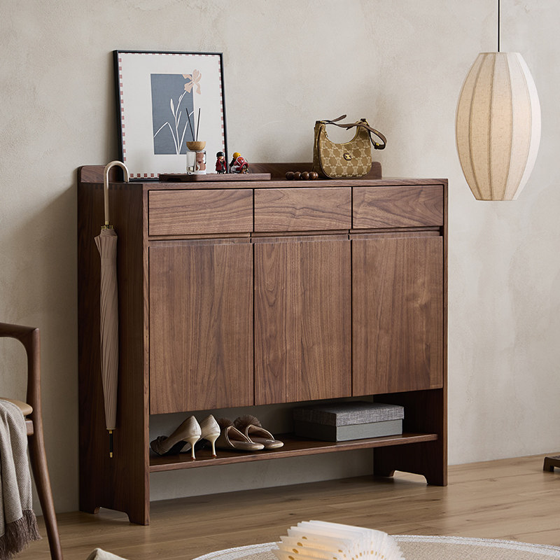 鲁班岛“光漾柜”北美黑胡桃木鞋柜家用入户玄关柜小户型收纳柜,住宅家具,鞋柜,淘宝优惠券,粉丝福利购,淘宝优惠卷