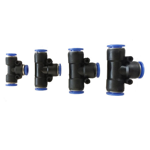 气动快速PE-6插PE-8气管PE-10接头PE-12塑料T型三通铁质公母三通