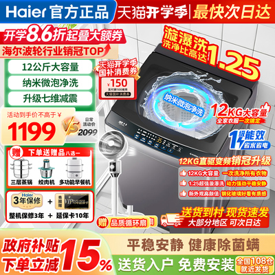 海尔洗衣机全自动家用波轮12公斤