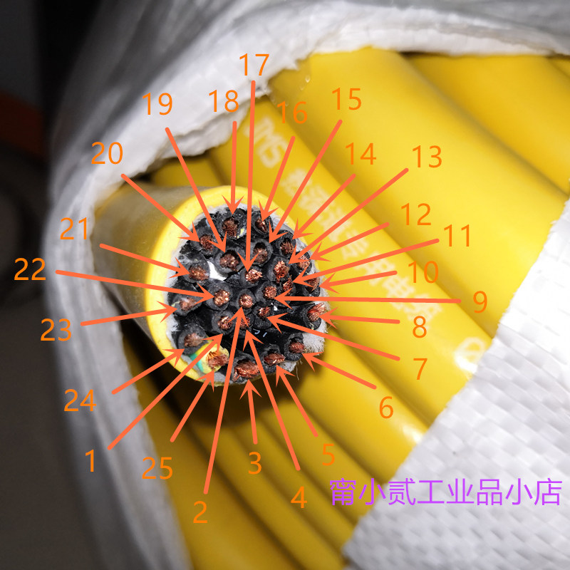25芯 黄色 电缆线 RVV25*1.5mm2 注塑机 热流道 温控箱专用 国标