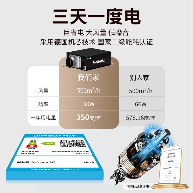 超静音新风系统台球厅排烟换气机火锅店强力管道排风机商用新风机