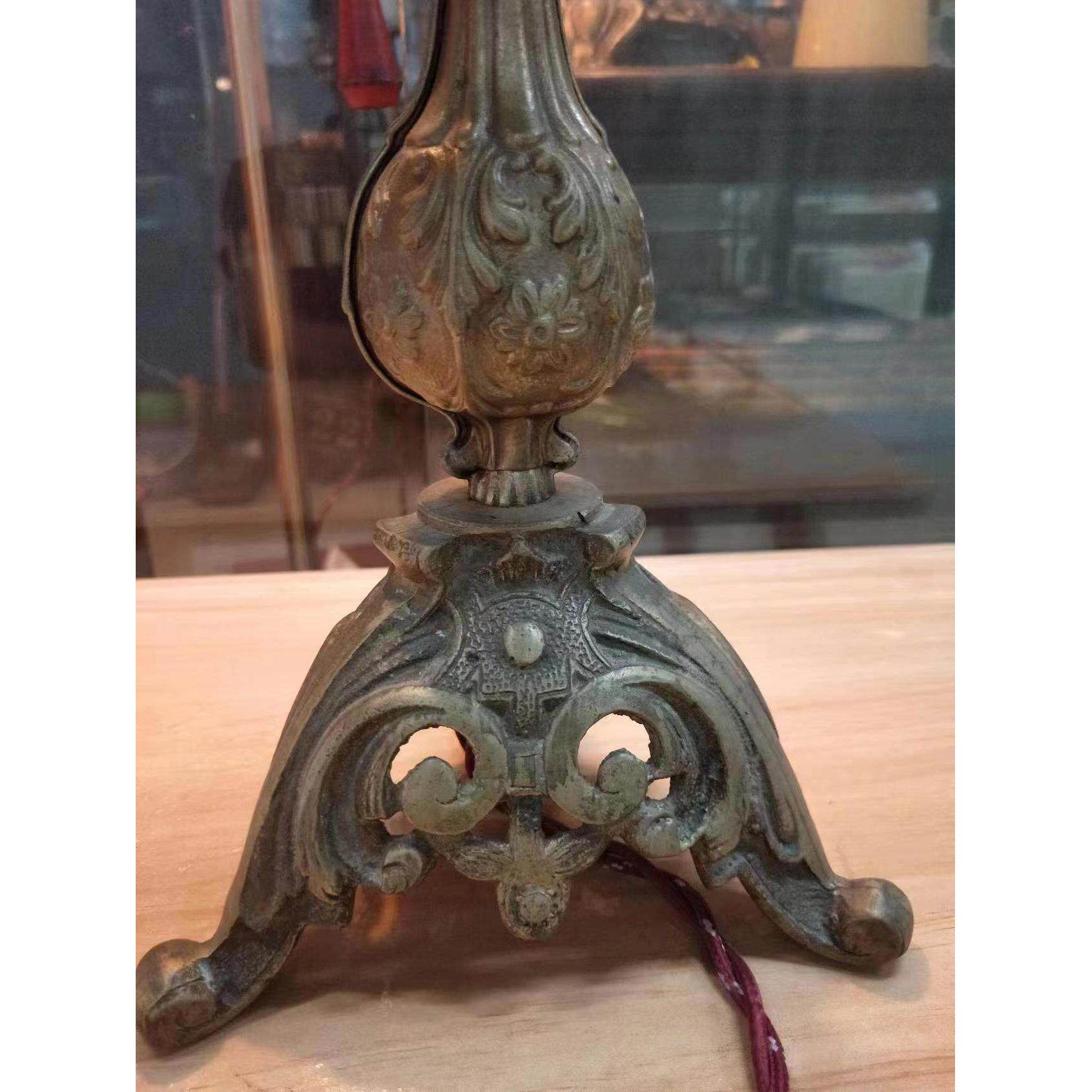 老上海怀旧复古装饰台灯 书房卧室绿色莲花玻璃灯罩台灯 2023125