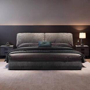 意式极简大象耳朵床现代简约科技绒布艺床2025新款主卧大床储物床