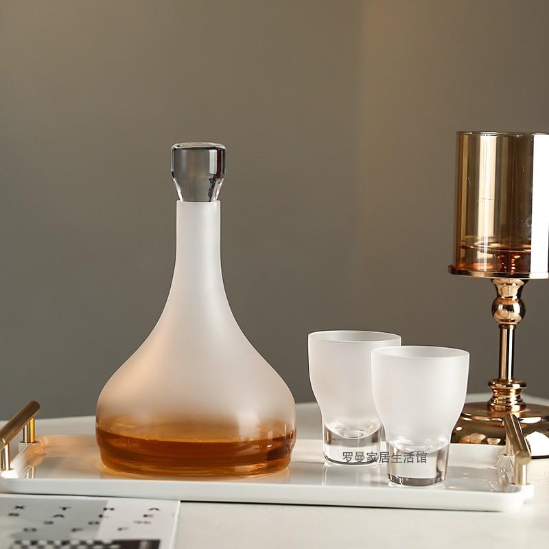 高档水晶玻璃酒具红酒醒酒器洋酒杯磨砂威士忌杯展厅酒壶酒柜饰品