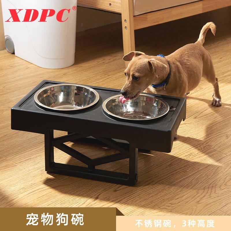 鑫鼎狗碗不锈钢宠物碗 猫咪双碗可拆支架防打翻宠物喂食器狗粮碗
