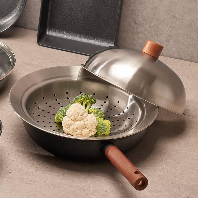 韩国网红博主同款不锈钢蒸盘24-28cm锅上用蒸笼带锅盖多用蒸格