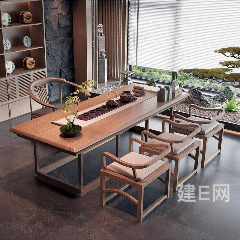 新中式禅意实木茶桌椅组合现代简约别墅书房样板间功夫泡茶台茶桌