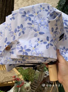 白色茶花~ Ooahz定制木柄！温和的白色和紫色高防晒雨或阳光伞遮